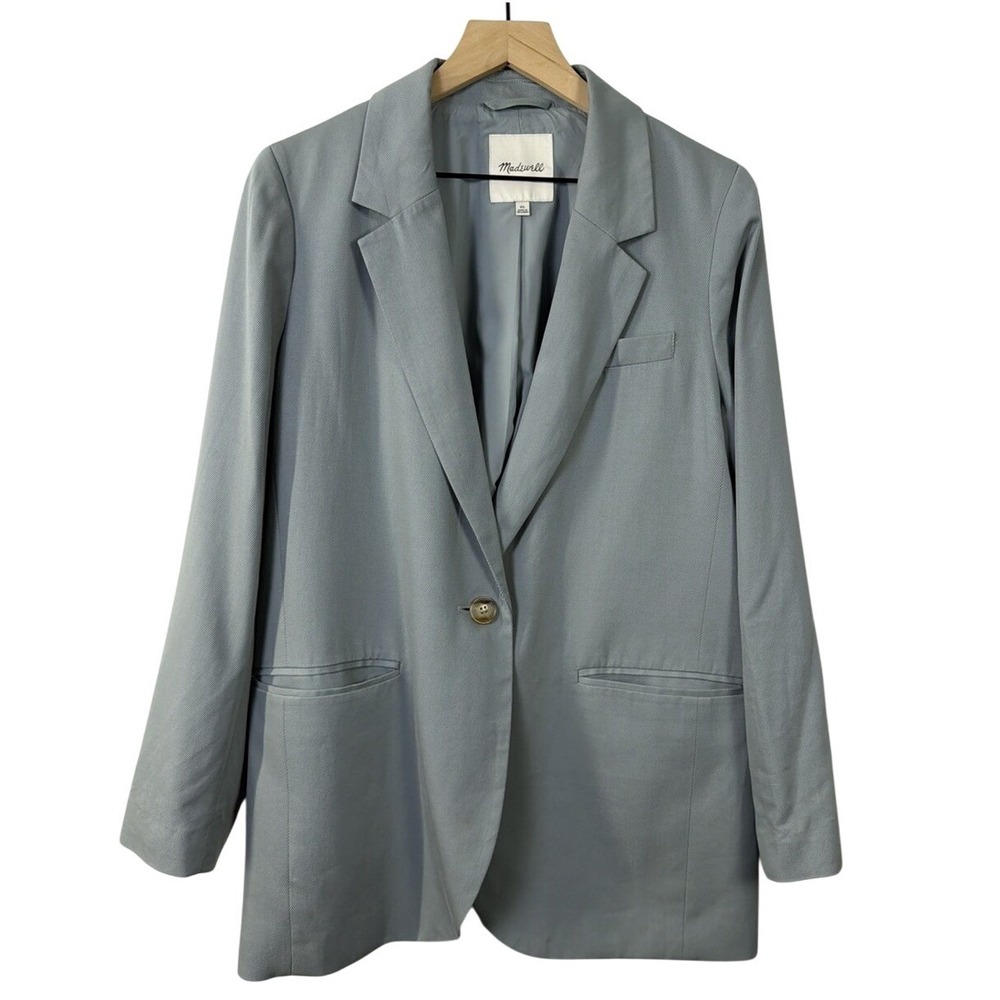 Madewell Blazer Womens XL Light Blue Lyocell Tencel Single Button Work  Jacket